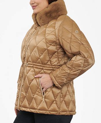 michael michael kors women's quilted faux-fur-collar anorak puffer coat|Michael Michael Kors Belted Puffer Jacket .